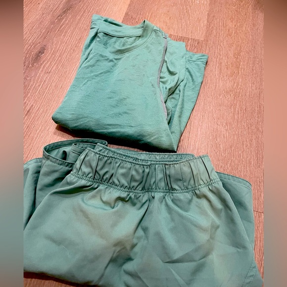 Matching Workout Set - Teal Tank and Shorts - Picture 1 of 4